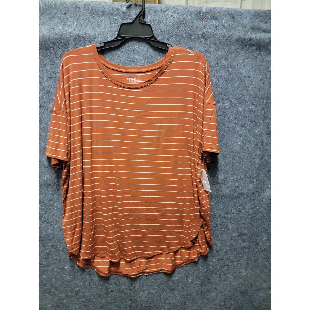 TT SS Crew Neck Tunic Tee Auburn Sun Stripe Pullover Top Size 2X
